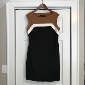 Nine West colorblock dress camel black white sz 8